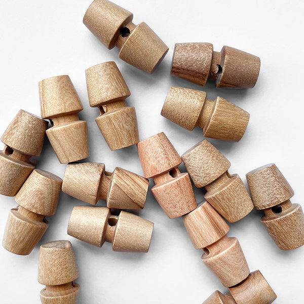Olive wood toggles, one hole